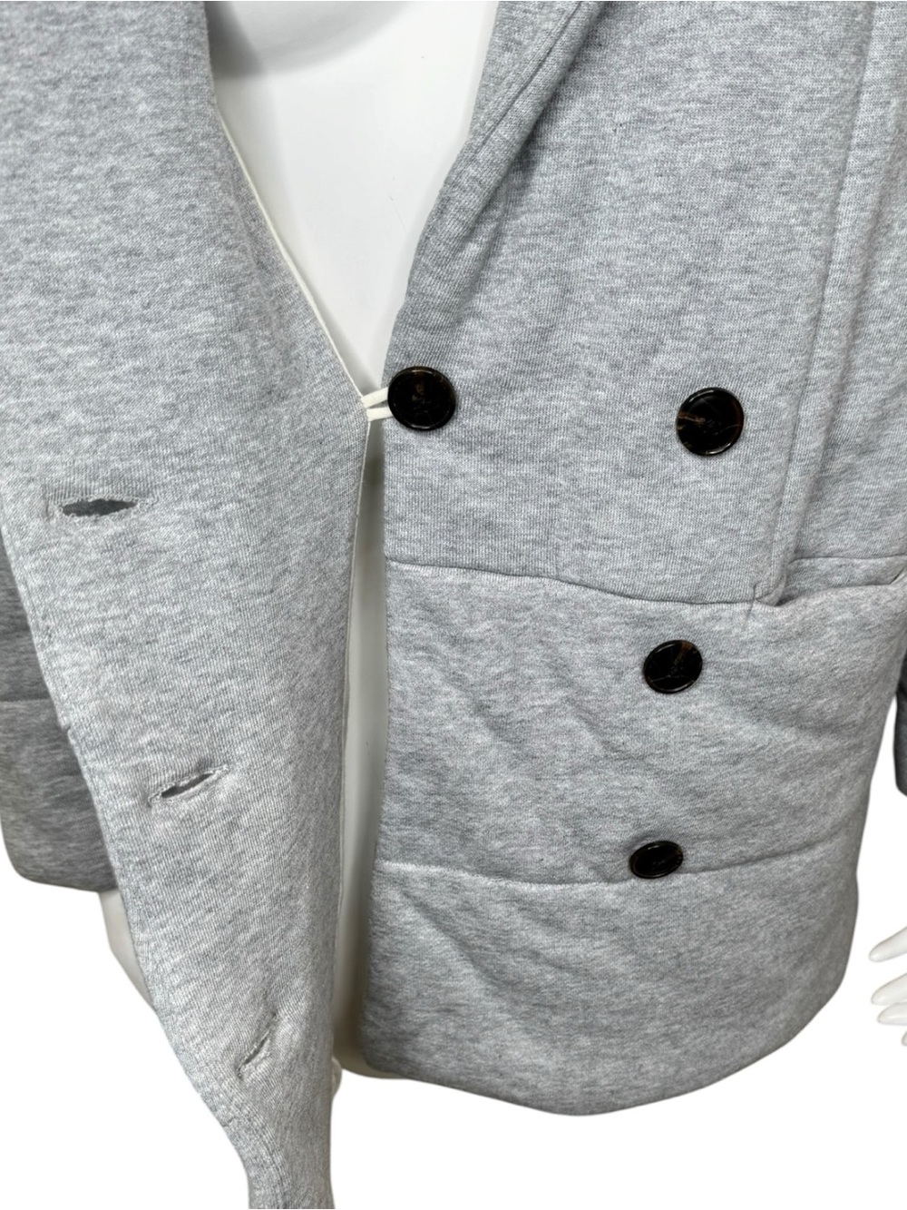 Madewell Sweatshirt Puffer Coat XS Button-Front Shawl Collar Gray NB332 - Picture 5 of 11